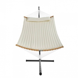 Hamac cu suport otel si perna, matlasat, pentru 2 persoane, Vivatechnix max 217 kg, 3760 x 987 x 1050 mm, Bej - Img 3