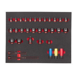 Insertie spuma cu chei tubulare de impact scurte 1/2", 32buc, 4932493392 Milwaukee