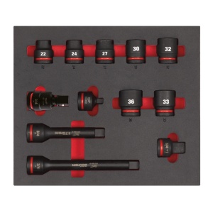 Insertie spuma cu chei tubulare de impact scurte 3/4", 12buc, 4932493396 Milwaukee