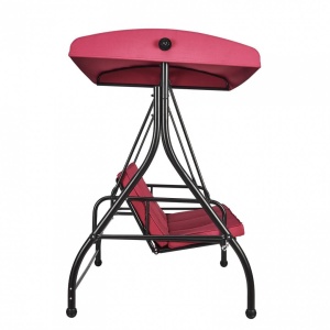 Leagan pentru gradina, 3 locuri, Rabatabil, Vivatechnix Rosu/Negru, Otel, 1850×1170×1770 mm, max 340 kg, Perne detasabile - Img 3