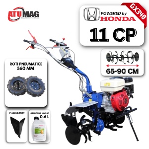 Motosapa AGT 9000 PREMIUM, motor Honda GX340, 11 CP, roti 560 mm, latime de lucru 90 cm, transmisie cu ambreiaj si cutie de viteze de fonta cu roti dintate in baie de ulei, 3 viteze