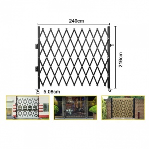 Poarta pliabila acordeon, Vivatechnix Otel, Negru, 2 x roti, Latime extinsa 2159 mm, Inaltime 2413 mm - Img 2