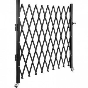 Poarta pliabila acordeon, Vivatechnix Otel, Negru, 2 x roti, Latime extinsa 2159 mm, Inaltime 2159 mm - Img 4