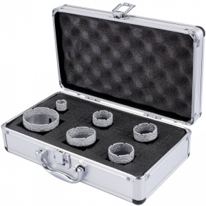 Set 6 carote diamantate si 1 disc taiere 125 mm pentru gresie, marmura, 20/35/40/50/55/68 mm, prindere M14, umed sau uscat - Img 3