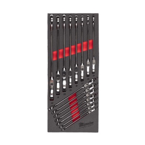 Set insertie spuma cu chei fixe combinate cu clichet pivotant, 15buc, 4932479829 Milwaukee