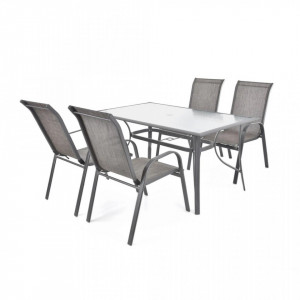 Set mobilier pentru gradina HECHT Ekonomy Set 4, masa cu 4 scaune, schelet metalic