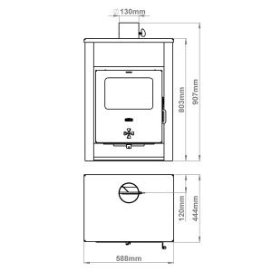 Soba pe lemne,Prity K13 D, metalică, 3,9 kg/h, 590 x 440 x 800 - Img 3