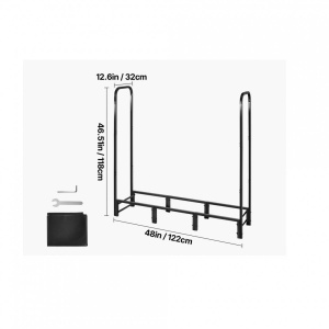 Suport de lemne, Vivatechnix 1220 × 320 × 1180 mm, Otel, Negru, Husa impermeabila - Img 4