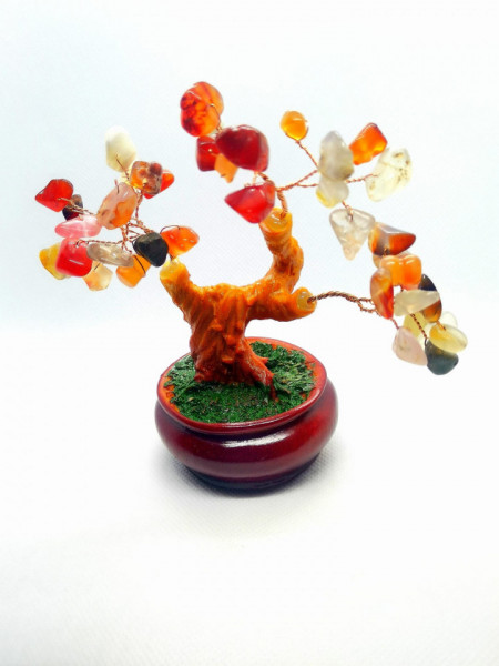 Copacei Feng Shui cu agate in ghiveci, 38 cristale , 13 cm