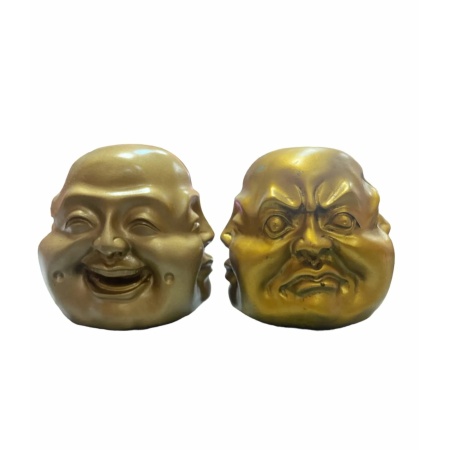 Cap Buddha din rășină cu 4 fete – Feng Shui, 12 x 10 cm