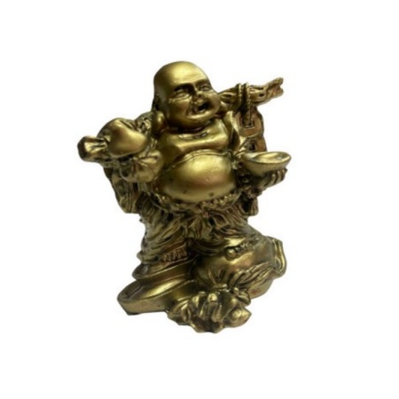 Statueta Feng Shui cu Buddha vesel auriu 9, cm ,model TT10