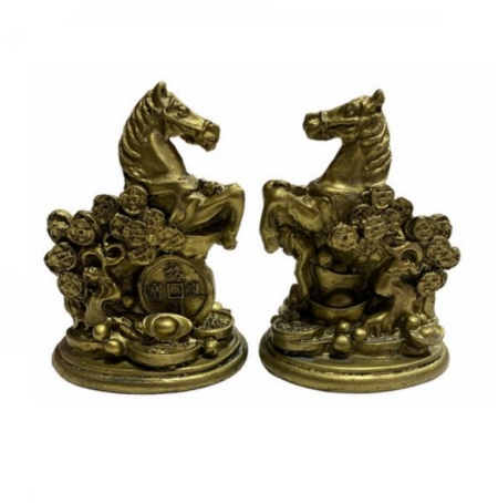 Cai aurii din rasina 2/set 7,5 cm