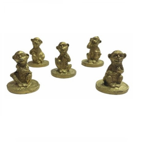 Set de 5 maimute pe monede din rasina 3,5 cm,model T70