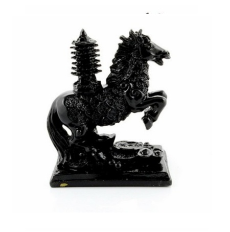 Cal negru cu Pagoda pe suport 9 cm