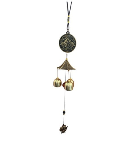 Clopot de vant cu ELEFANT si 3 clopotei (fi 2.5), cod CV6, dimensiuni: aprox. 45 cm