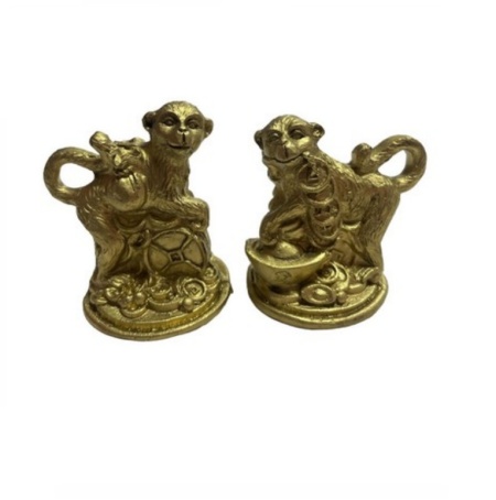 Maimute 2/set cu moneda si pepita din rasina 5,5 cm, model T71