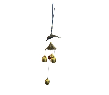 Clopot de vant cu DELFIN si 4 clopotei (fi 2.5), cod CV13, dimensiuni: aprox. 45 cm