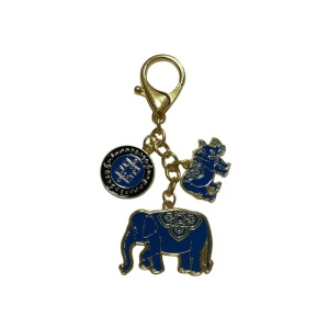 Amuleta breloc din metal cu Elefant si Rinocer