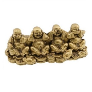 Statueta Feng Shui din rasina cu Buddha intelept, nu vede, nu aude, nu vorbeste, 12,5cm,Z11