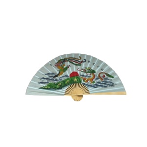 Evantai de perete din lemn, Albastru cu dragoni 90 cm x 160 cm