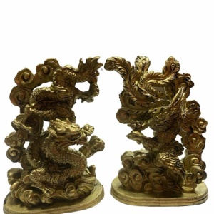 Set 2 Dragon cu perla nemuririi și Pasărea Phoenix 13 cm