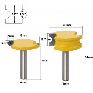 Set 2 freze lemn LAMBA SI ULUC, NUT si FEDER pe rotund frezat imbinare lemn prindere 8mm