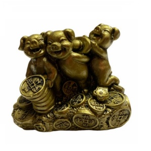 3 porci pe monede din rasina 7 cm, Model FS 85