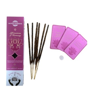 Betisoare parfumate Affirmations of Harmony-Sacred Elements Ritual Kit cu cuart roz
