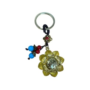 Breloc amuleta Feng Shui din metal cu Floare de Lotus