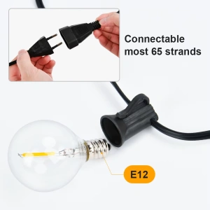 Ghirlandă Luminoasă LED 26m, 50+2 Becuri G40 Incluse (pe filet), Lumină Caldă 2700K, Rezistentă la Apă, Antisoc și Spargere, Interconectabilă, pentru Exterior și Interior, Grădină, Terasă, Foișor, Verandă, Petreceri, Evenimente și Sărbători de Iarnă - Img 4