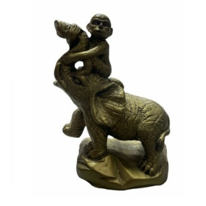 Maimuta calare pe elefant din rasina 9 cm ,Model T30