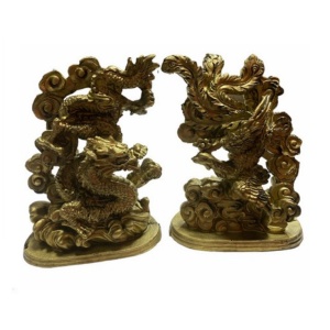 Set statuete Feng Shui Dragon cu perla nemuriri si Pasarea Phoenix 13 cm, model Z5