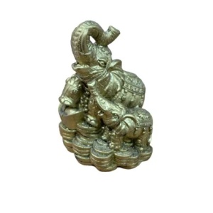 Statuieta elefant cu pui din rășină 9.5 cm