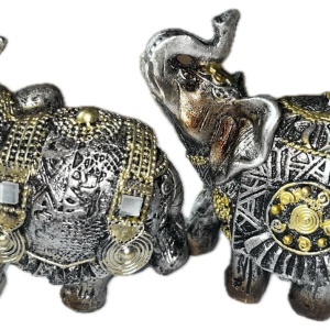 Set 2 elefanți din rășină, Feng Shui, 8,5x8x4,5 cm