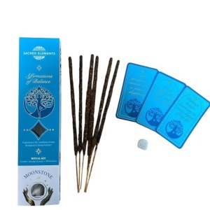 Betisoare parfumate Affirmations of Balance-Sacred Elements Ritual Kit cu piatra lunii