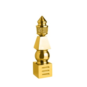 Pagoda XXL premium 5 elemente dimensiune, obiect feng shui protectie puternica de ghinion, metal auriu rezistent 15.5 cm (450 g) - Img 1