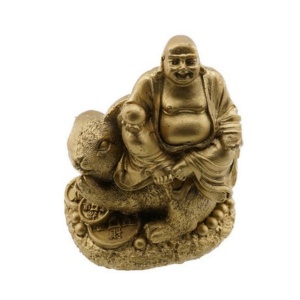 Statueta Feng Shui Buddha fericit pe iepure, 7,5cm, model FS305