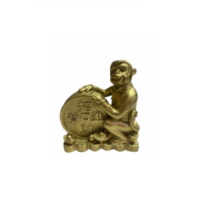 Statueta maimuta cu moneda din rasina, Feng Shui, 16 cm - Img 1