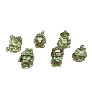 Statuieta buddha aurii pentru prosperitate cu Pepita si Sac 4,5 cm