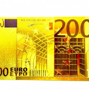 Bancnote feng shui 5,10,20,50,100,200,500 euro , polimer auriu metalic calitativ , amulete feng shui abundenta in marimea celor originale - Img 6