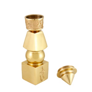 Pagoda XXL premium 5 elemente dimensiune, obiect feng shui protectie puternica de ghinion, metal auriu rezistent 15.5 cm (450 g) - Img 2
