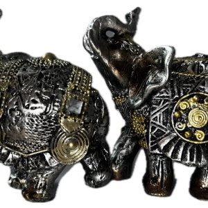 Set 2 elefanți din rășină, Feng Shui, 8,5x8x4,5 cm - Img 3