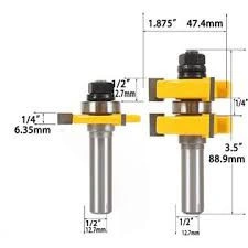 Set 2 freze lemn LAMBA SI ULUC, NUT si FEDER frezat imbinare lemn prindere 12.6 mm (diametru freza 47.4mm)