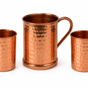 Set Premium din Cupru Pur – Carafă 600 ml + 2 Pahare 300 ml, Lucrate Manual, India - Img 2