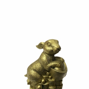Statueta Feng Shui Iepure cu monede si pepite, 9cm, model FS303
