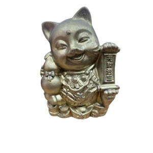Statuieta pisica Maneki Neko cu mantre si wu lou, Feng Shui, 9.3 cm