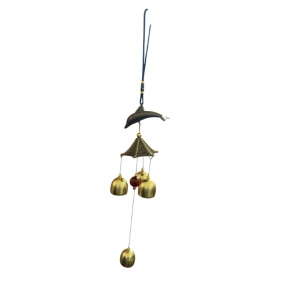 Clopot de vant cu DELFIN si 4 clopotei (fi 2.5), cod CV13, dimensiuni: aprox. 45 cm