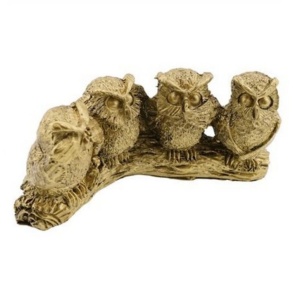 Statueta Feng Shui din rasina cu cele 4 bufnite intelepte, 12,5cm,Z7