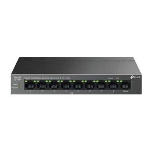 "9-Port 10/100 Mbps Desktop Switch with 8-Port PoE+ PORT: 8× 10/100 Mbps PoE+ Ports, 1× 10/100 Mbps Non-PoE Port SPEC: 802.3at/af, 63 W PoE Power, Desktop Steel Case FEATURE: Extend Mode for 250m PoE Transmitting, Isolation Mode, PoE Auto Recovery, Plug