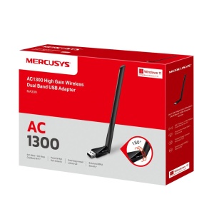 Adaptor Mercusys USB Dual Band High Gain AC1300, Standarde Wireless: IEEE 802.11 a/n/ac 5 GHz, IEEE 802.11 b/g/n 2.4 GH, Rata semnal: 5 GHz 867 Mbps, 2.4 GHz 400 Mbps, Interfata: USB 2.0, 1 antenă externă High Gain 5dBi. - Img 2